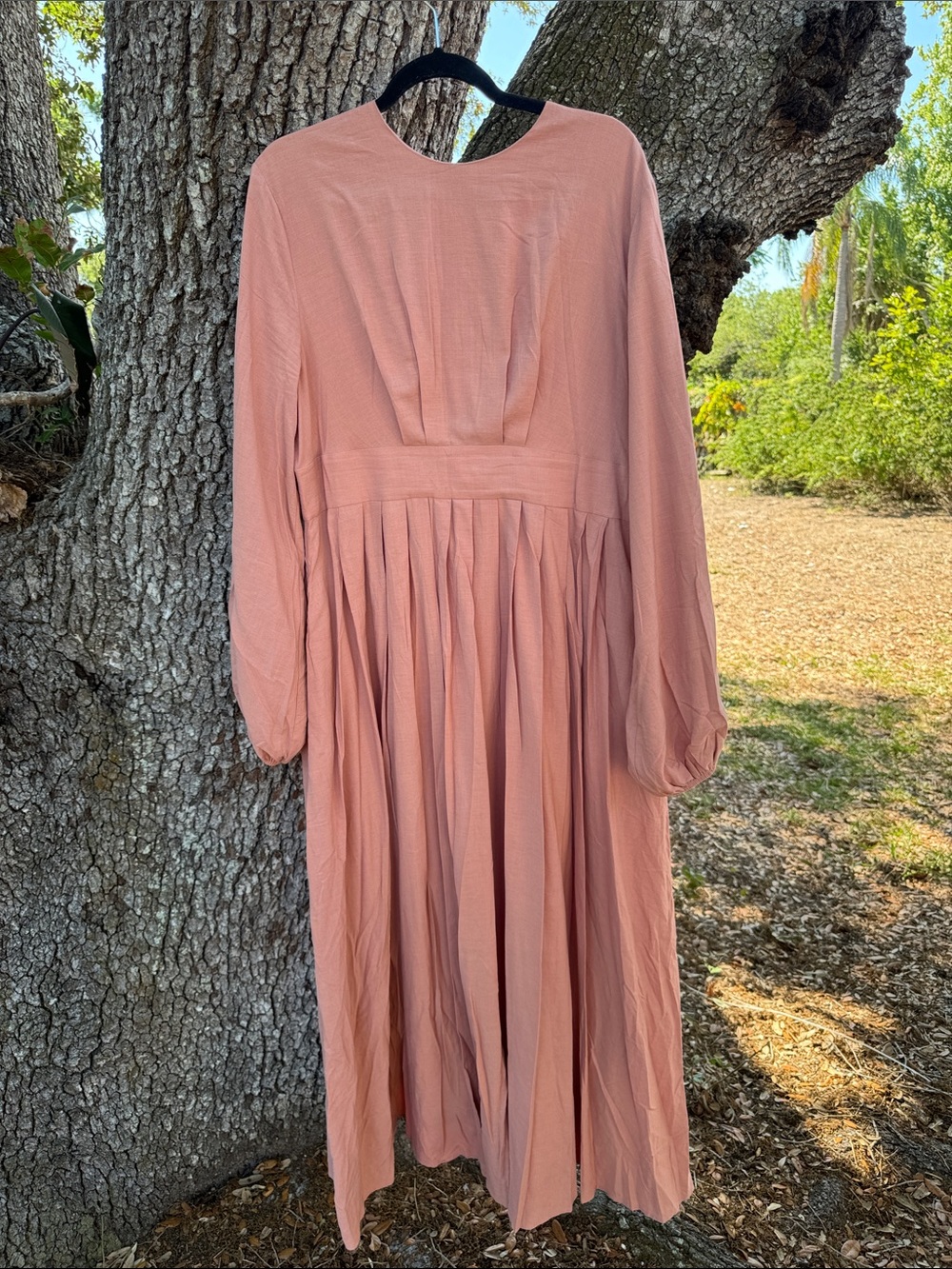 Veiled New York-Dusty Rose Pink Ballon Sleeve Maxi Pleated Dress.Size XXL